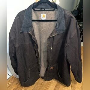 Rugged Carhartt Distressed Men's Dark Brown Field Jacket